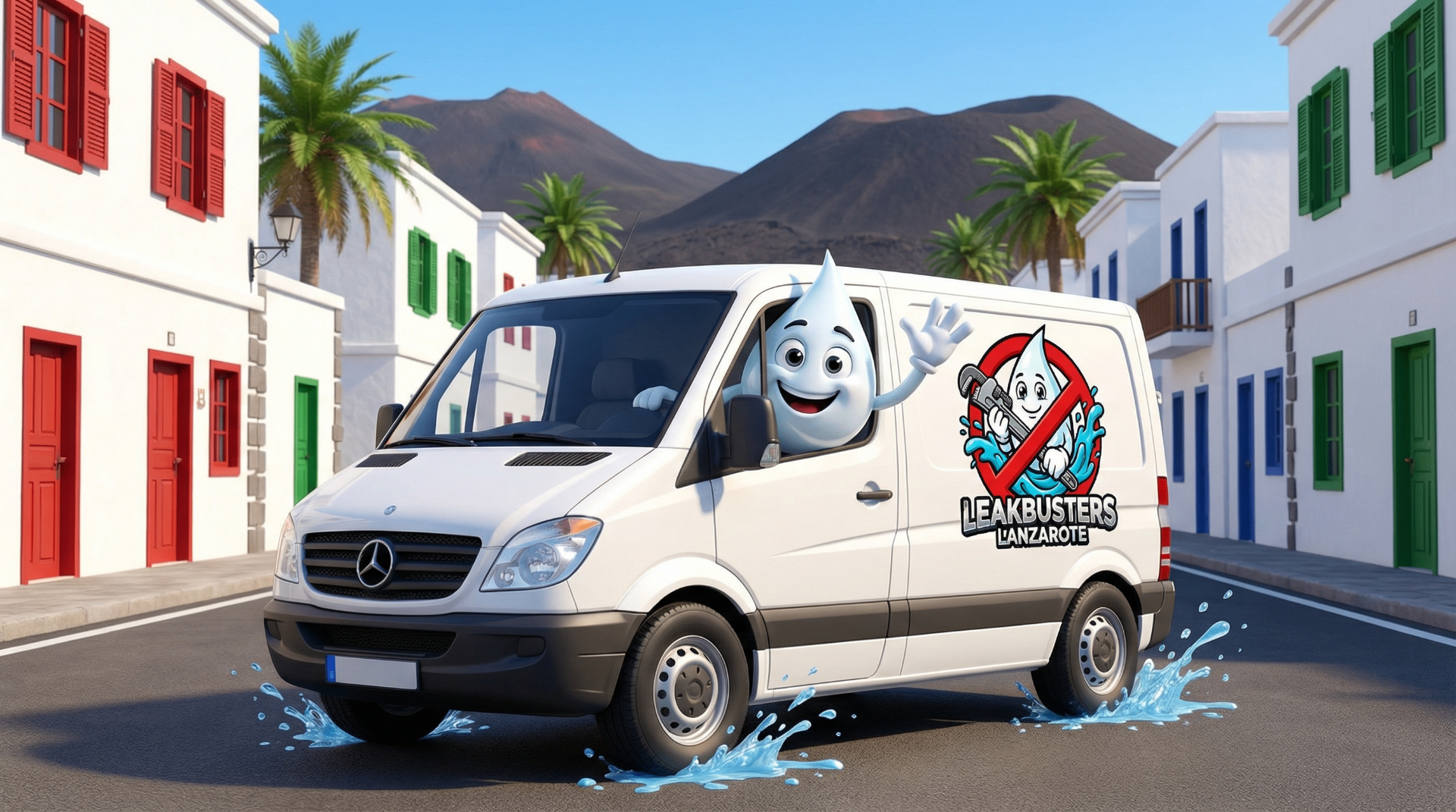 Leakbusters mascot - Lanzarote Service Van